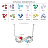 Personalized Infinity Necklace with 2 Birthstones - Engraved Name