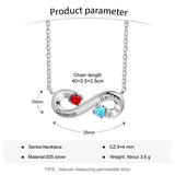 Personalized Infinity Necklace with 2 Birthstones - Engraved Name