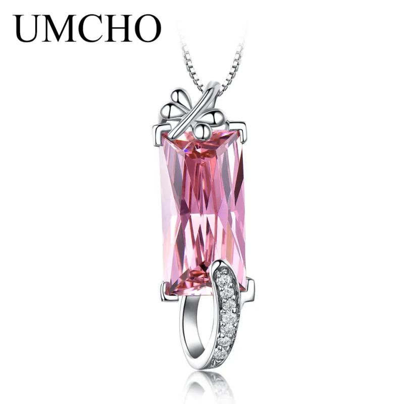 Pink CZ Sterling Silver Necklace Pendant for Women
