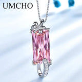 Pink CZ Sterling Silver Necklace Pendant for Women