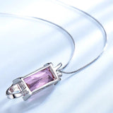 Pink CZ Sterling Silver Necklace Pendant for Women