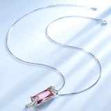 Pink CZ Sterling Silver Necklace Pendant for Women