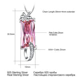 Pink CZ Sterling Silver Necklace Pendant for Women