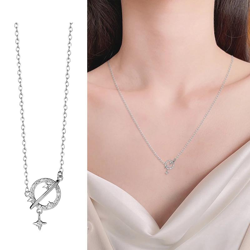 Star Diamond Clavicle Chain S925 Sterling Silver Necklace