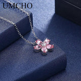 Pink Clear Crystal Sterling Silver Necklace for Women