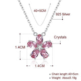 Pink Clear Crystal Sterling Silver Necklace for Women