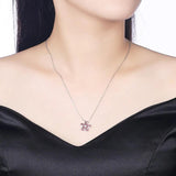 Pink Clear Crystal Sterling Silver Necklace for Women