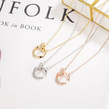 S Silver Necklace Double Ring Pendant European American Holiday Gift