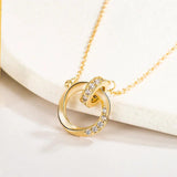 S Silver Necklace Double Ring Pendant European American Holiday Gift