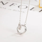 S Silver Necklace Double Ring Pendant European American Holiday Gift