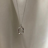 Sterling Silver Lovely Irregular Circle Pendant Necklace