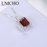925 Silver CZ Chain Necklace Pendent Clear Red Pink Purple for Women