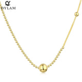 925 Sterling Silver Women Bead Necklace Irregular Splicing