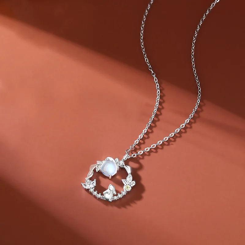 Sterling Silver Rabbit Pendant Women's Necklace