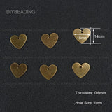 Brass Heart Charms for Jewelry Making Flat Blank Engraving