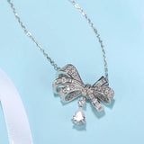 S Sterling Silver Women's Necklace Bowknot Pendant