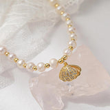 925 Silver Freshwater Pearl Necklace Shell Pendant Choker