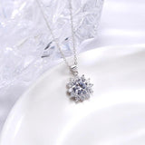 925 Silver CZ Flower Necklace for Women - Wedding Jewelry