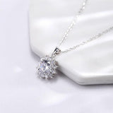 925 Silver CZ Flower Necklace for Women - Wedding Jewelry
