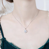 925 Silver CZ Flower Necklace for Women - Wedding Jewelry