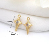 6PCS 14K Plated Brass Zircon Charms Pendants Jewelry Making Supplies