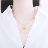 925 Silver Hetian Jade Necklace Gilt Chalcedony Flower Pendant Birthday Gift