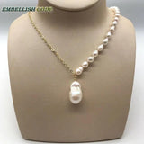 Baroque Pearl Choker Necklace with Flameball Pendant
