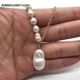 Baroque Pearl Choker Necklace with Flameball Pendant