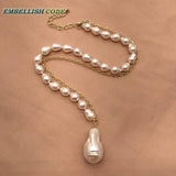 Baroque Pearl Choker Necklace with Flameball Pendant