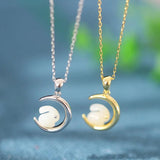 Hetian Jade Necklace S925 Silver Moon Smart Rabbit Pendant