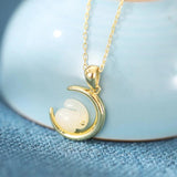 Hetian Jade Necklace S925 Silver Moon Smart Rabbit Pendant