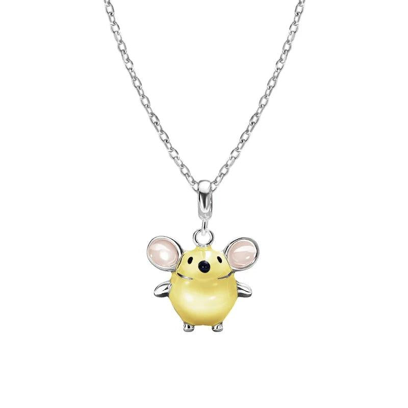 925 Silver Small Animal Enamel Pendant Necklace American Gift