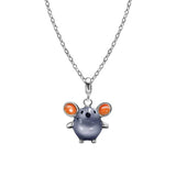 925 Silver Small Animal Enamel Pendant Necklace American Gift
