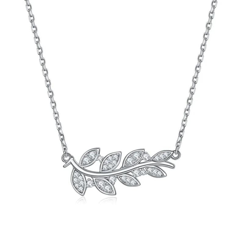 925 Sterling Silver Leaf Pendant Necklace for Women