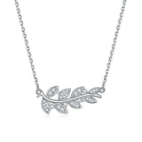 925 Sterling Silver Leaf Pendant Necklace for Women