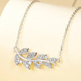 925 Sterling Silver Leaf Pendant Necklace for Women