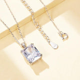 925 Sterling Silver Rectangle Pendant Necklace Clavicle Necklace Holiday Gift