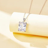925 Sterling Silver Rectangle Pendant Necklace Clavicle Necklace Holiday Gift