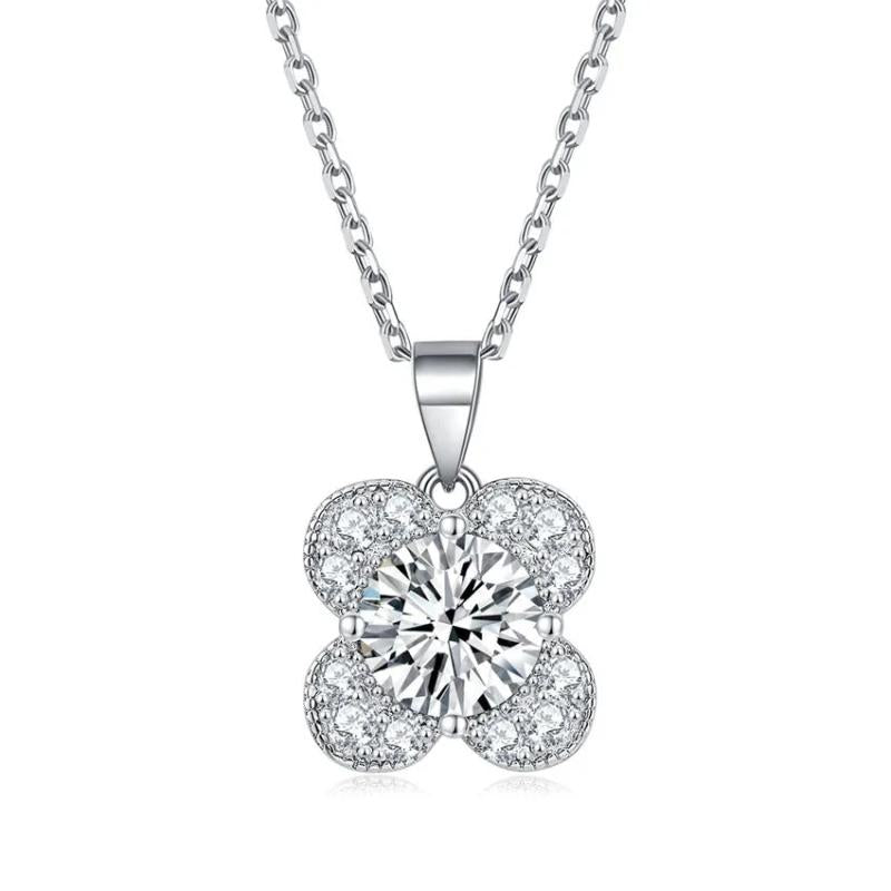 925 Sterling Silver Flower Pendant Necklace Clavicle Chain
