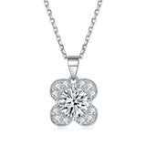 925 Sterling Silver Flower Pendant Necklace Clavicle Chain
