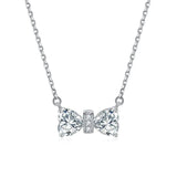 S925 Sterling Silver Bow Pendant Necklace for Women
