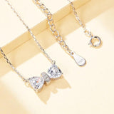 S925 Sterling Silver Bow Pendant Necklace for Women