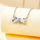S925 Sterling Silver Bow Pendant Necklace for Women