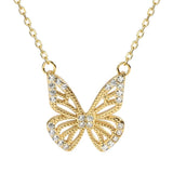 S925 Silver Butterfly Necklace Zircon Pendant Jewelry Girls