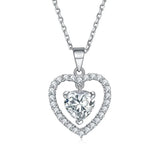 Heart Pendant Necklace, 925 Silver for Women