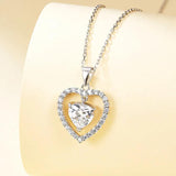 Heart Pendant Necklace, 925 Silver for Women