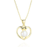 925 Sterling Silver Shell Pearl Heart Pendant Necklace