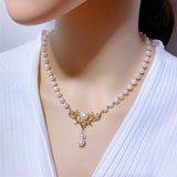 Natural Freshwater Pearl Necklace with Deer Head Pendant for Women