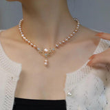 Natural Freshwater Pearl Necklace with Deer Head Pendant for Women