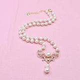 Natural Freshwater Pearl Necklace with Deer Head Pendant for Women